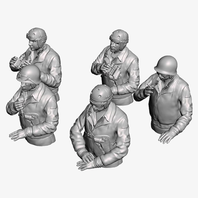Printable  Figure U.S. Tank Crew WW2 -  scale 1/10
