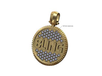 Bling diamond iced fluted bezel pendant with bail 3D print model