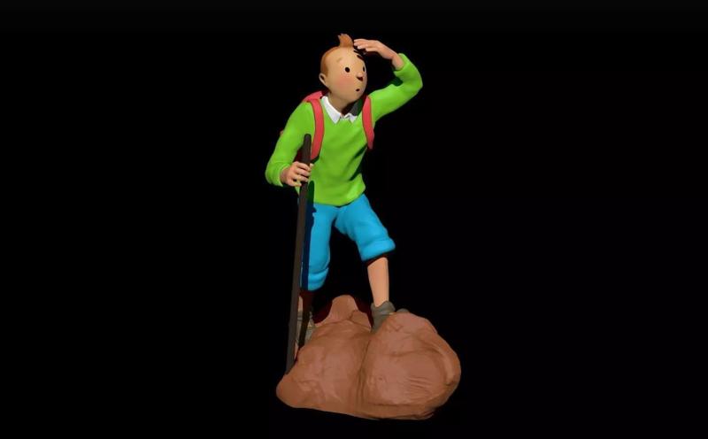 tintin hiker on rock