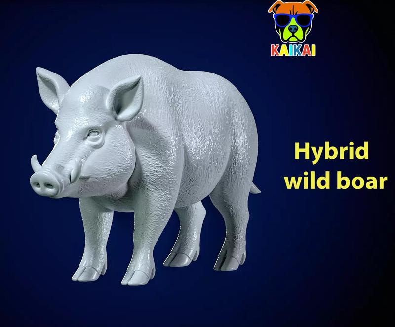 Wild boar model - hybrid wild boar statue - 3D print