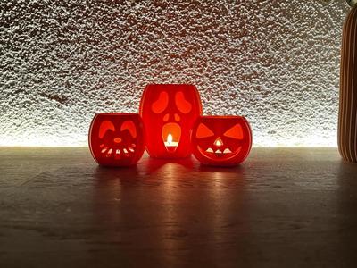 Halloween Pumpkin Tealight Holder Set