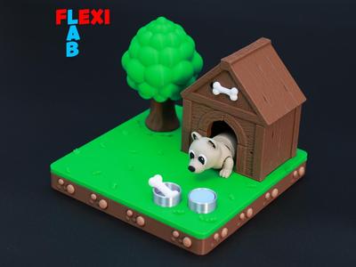 Flexi Dog Diorama with House
