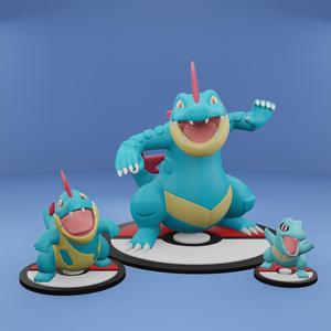 Pokemon No. 158-160 Totodile, Croconaw, Feraligatr
