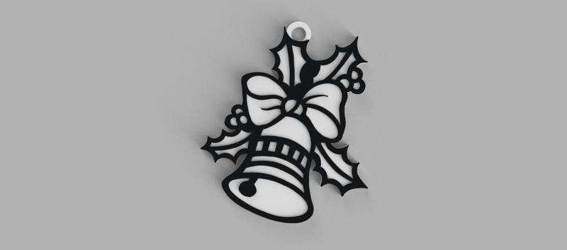 Bell with Bow Christmas ornament, key ring - pendant - pendant - earring