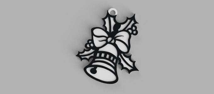 Bell with Bow Christmas ornament, key ring - pendant - pendant - earring