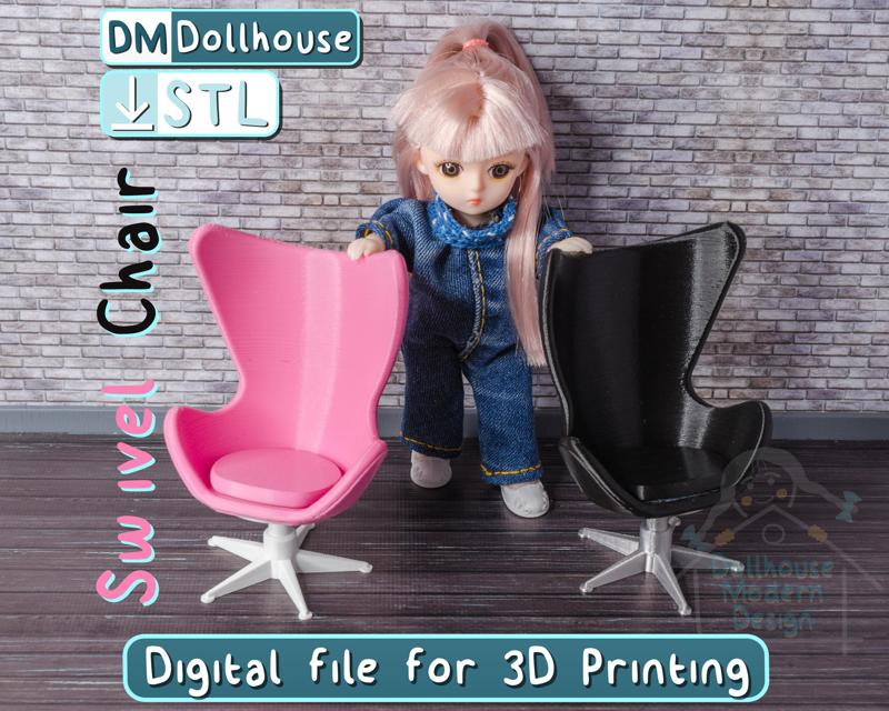 Office Swivel Chair -1:12 scale modern furniture for dollhouses