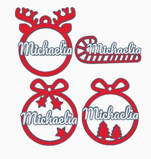 4 x Michaelia + 4x Michaella, Personalized Christmas tree bauble
