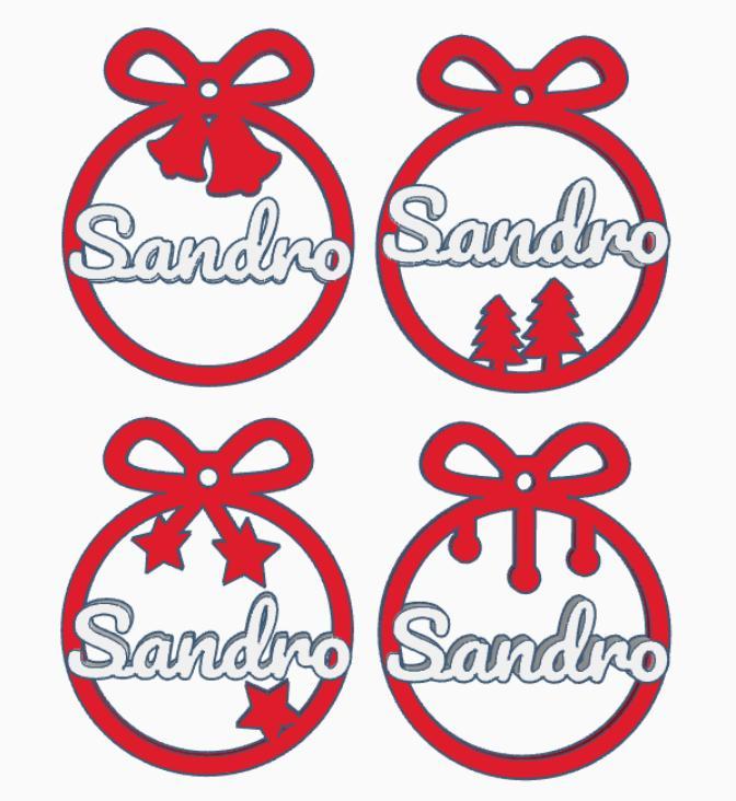 4 x Sandro, personalized Christmas bauble, christmas