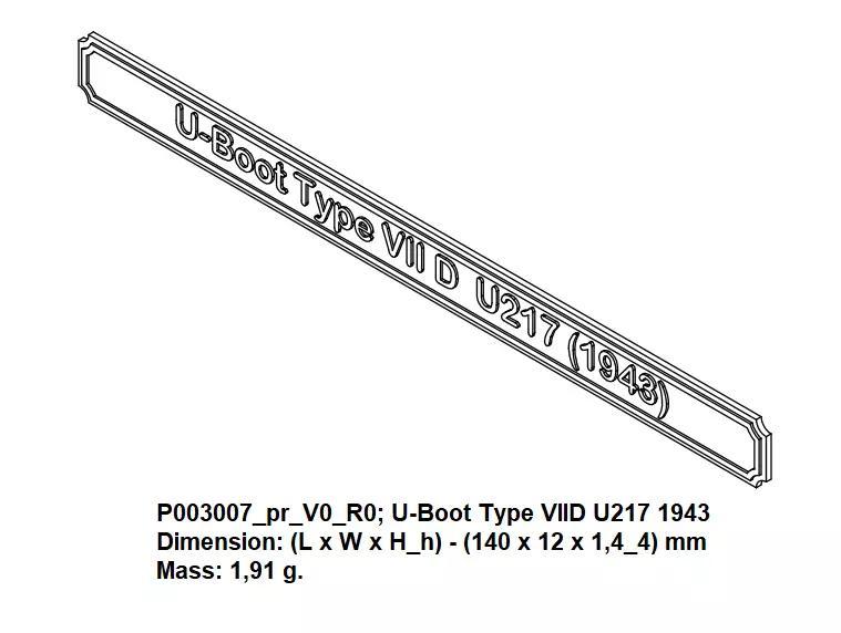 Nameplate - U-Boot Type VIID U217 1943
