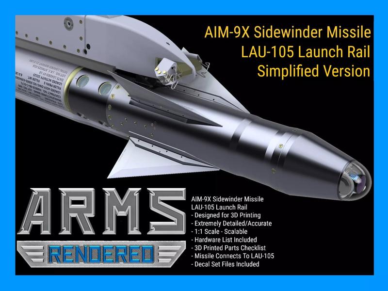 AIM-9X Sidewinder Simplified-Extreme Detail - 3D Print Ready