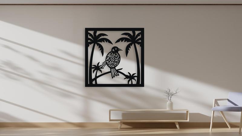 Tropical Bird and Palm Trees Wall Art