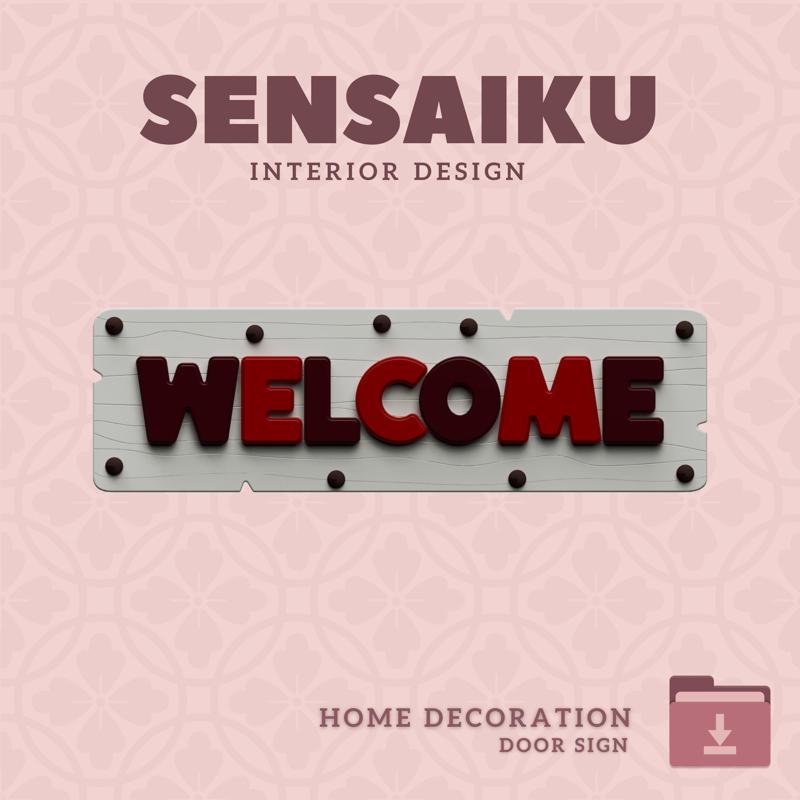 Welcome Door Sign – 3D Print File for DIY Home Decor | Sensaiku STL Design - 05. Welcome Sign - Kid theme  01 -  Style 01