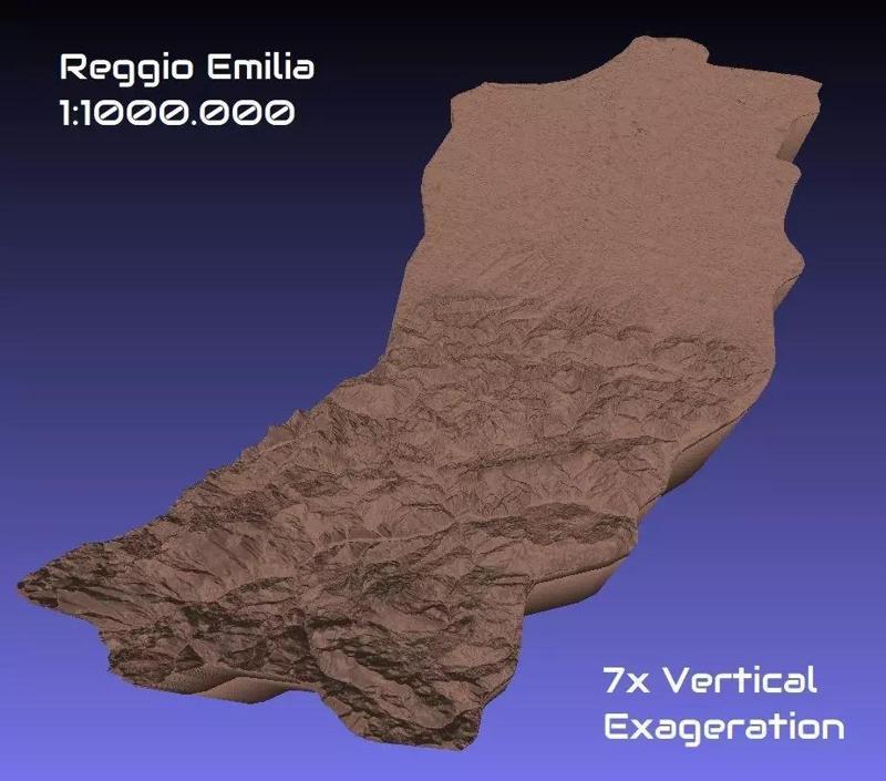 Italy 3D Map of Reggio Emilia Provice 1 to 1000000