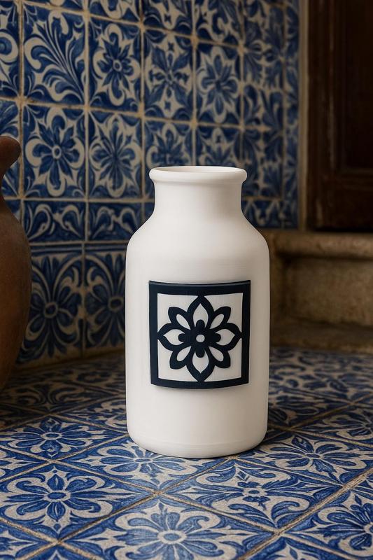 Tileflower Vase – Modern Portugal-Inspired Vase with Floral Motif
