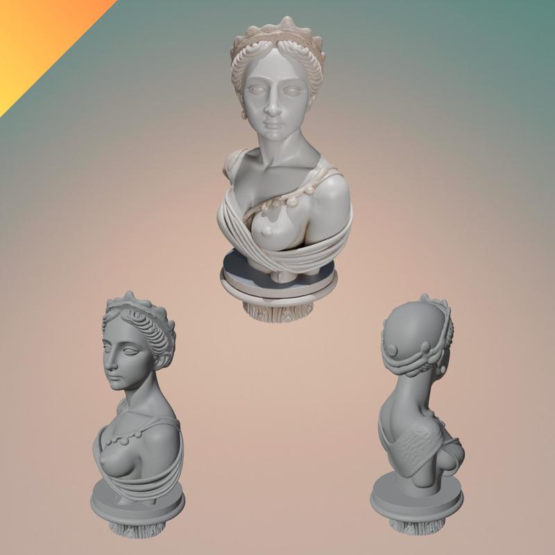 Classical Woman Bust Sculpture — Elegant Home Decor Statue for 3D Printing (STL + Textured GLB)