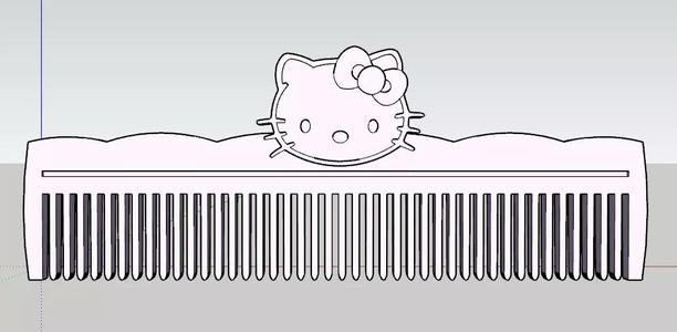 Hello Kitty Hair Comb  - Peine de Hello Kitty -  3D model