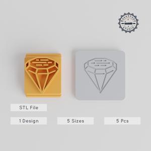 Gem Stamp Tile Set, 5 Sizes, Perfect for Clay, Cookies & Fondant, Jewel Motif, Game Elements, Ornament Crafting