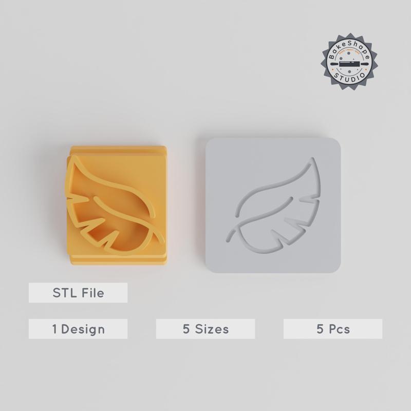 Leaf Stamp Tile Set, 5 Sizes, Perfect for Clay, Cookies & Fondant, Nature-Themed Motif, Botanical Design PRODUCT_4993