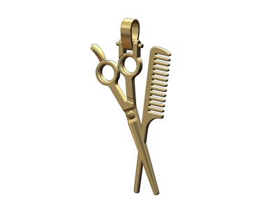 Scissors and comb barber pendant with bail 3D print model