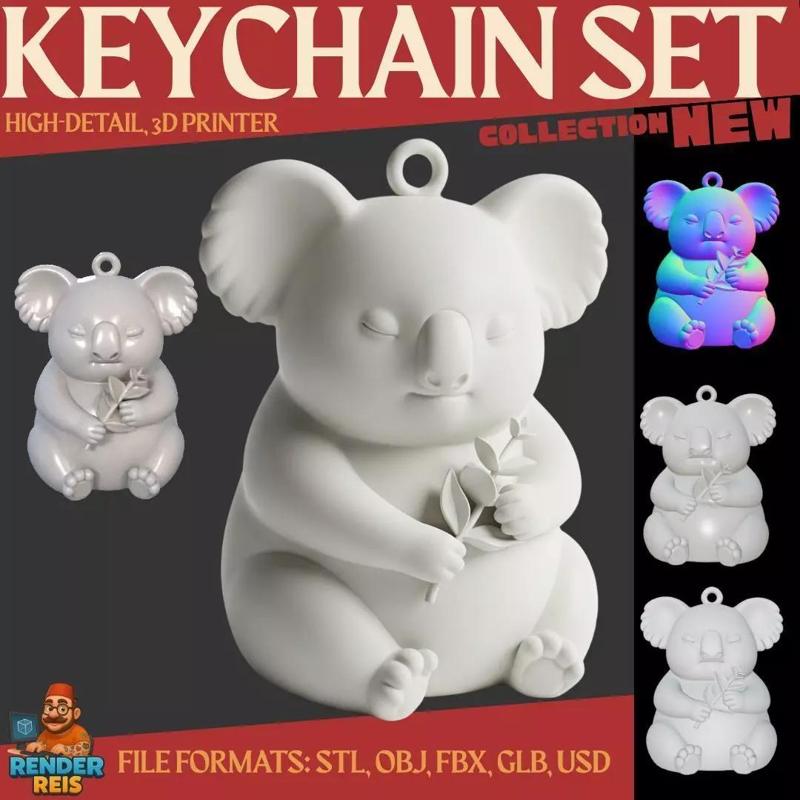 Cute Sleeping Koala Keychain