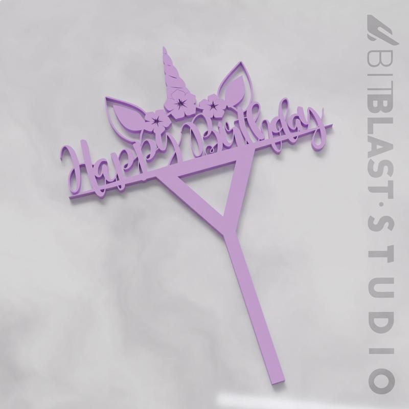 Unicorn Happy Birthday Cake Topper