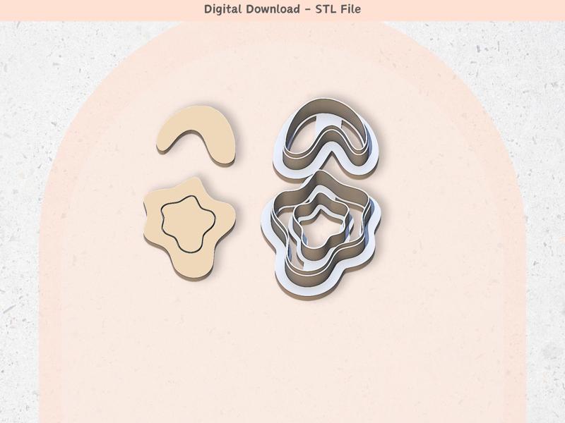 Organic Clay Cutter for Polymer Clay | Organic 03 Digital STL File | Clay Tools | 6 Sizes Clay Cutters, 2 Cutter Versions