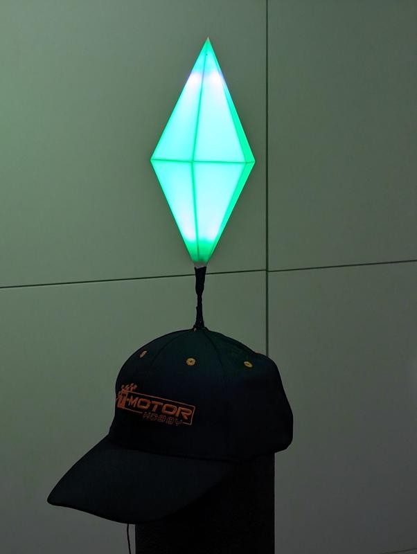 LED Sims Plumbob Halloween costume with RGB animations controllable via app