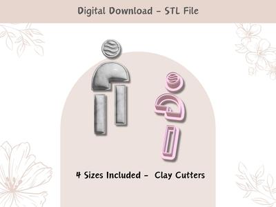 4-Parts Geometric Boho Cutter for Polymer Clay