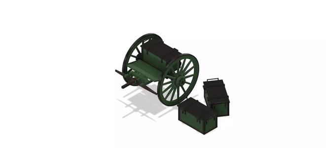 STL files to 3D print and assemble a model of a civil war limber