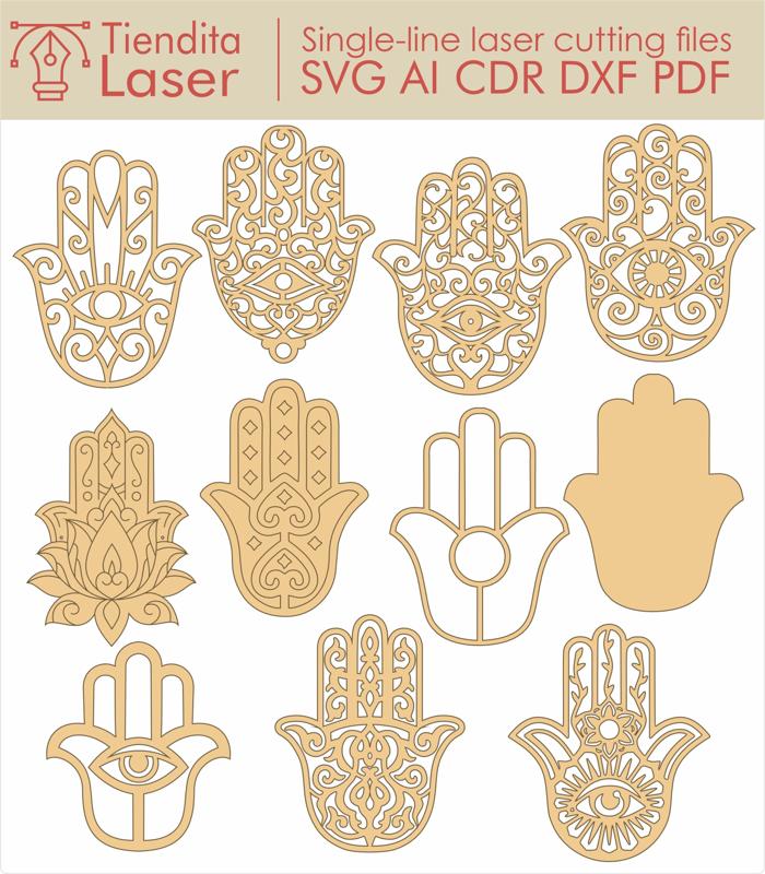 Hamsa hand - Vectors for laser cutting