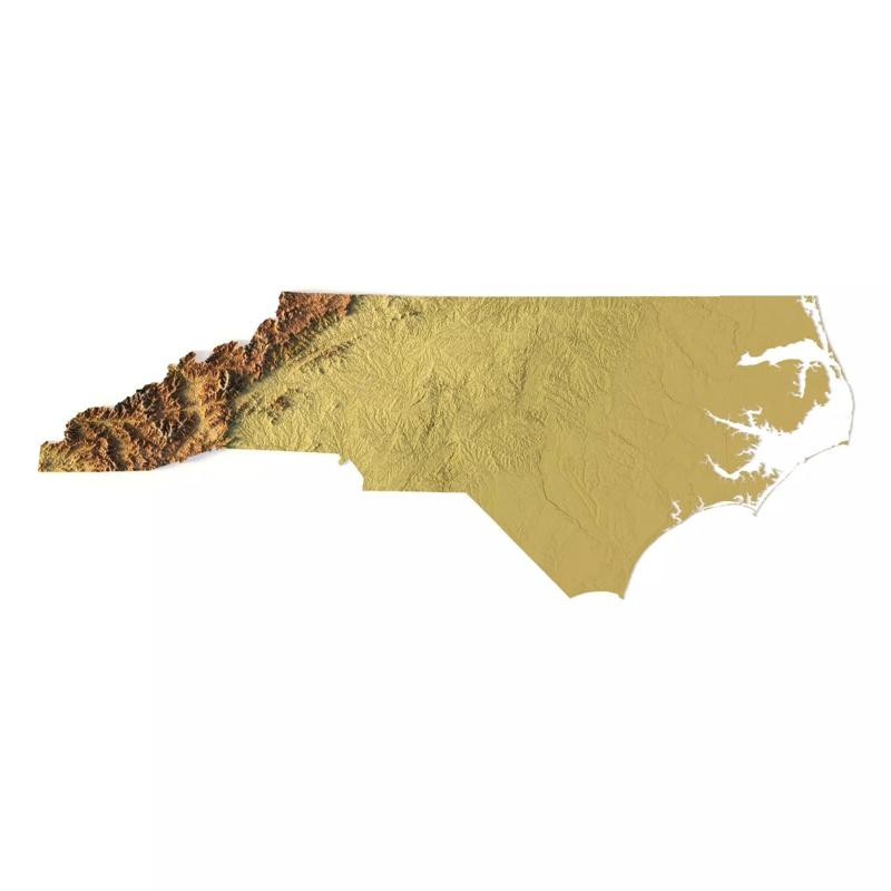 North Carolina Topographic Map STL Model