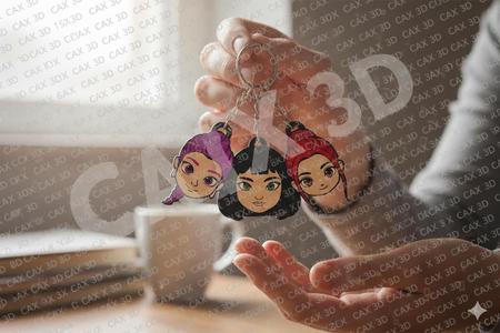 HUNTRIX KEYCHAINS PACK TRIPLE-DEMON HUNTER- KPOP WARRIOR GIRLS