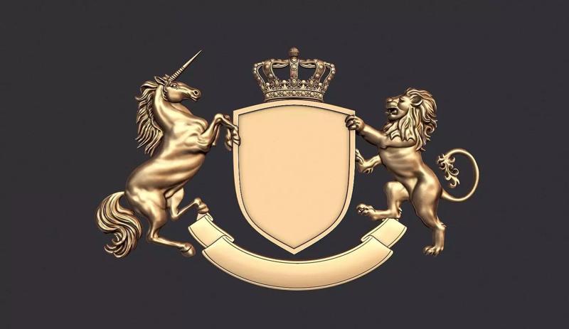 Coat of Arms Heraldic Lion and Unicorn Shield