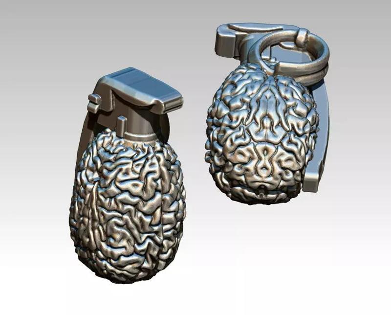 human Brain grenade highpoly modern art