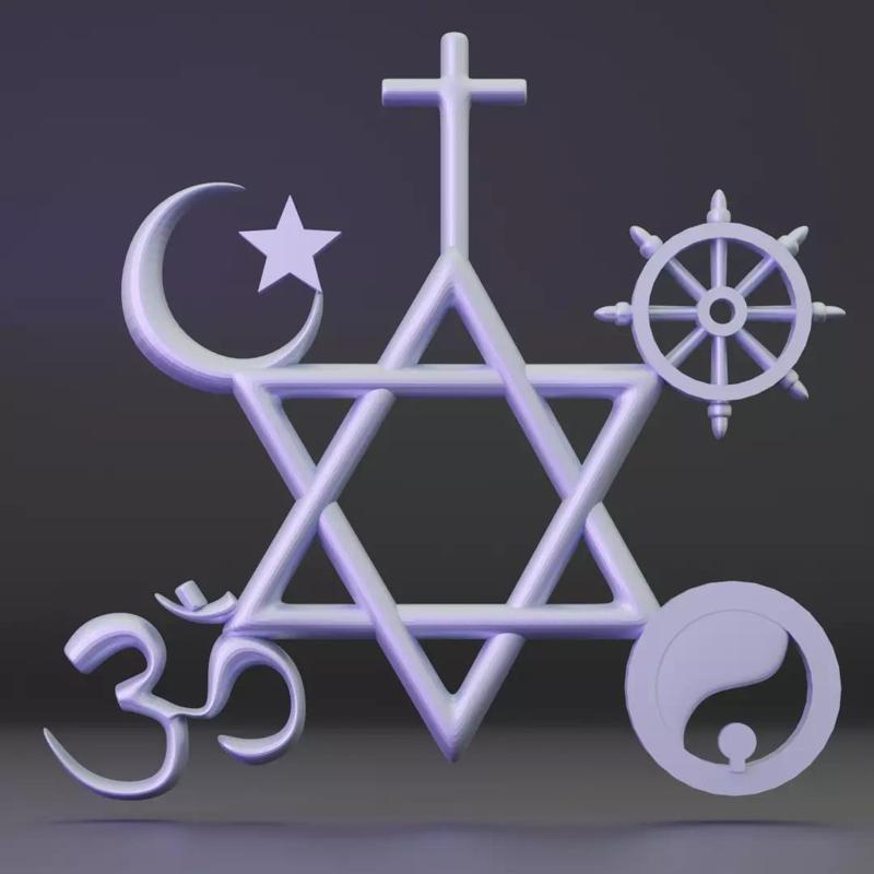3d printable All religions multi religions atheist wall art