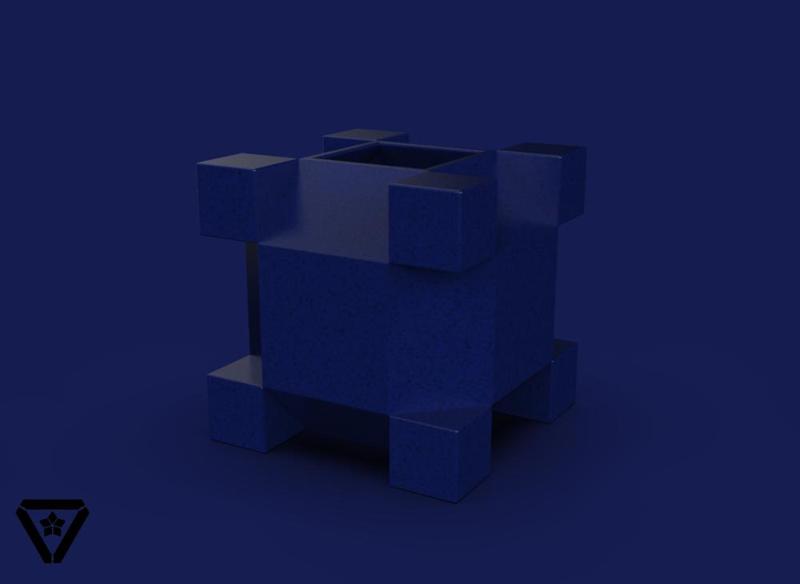 120. Cube Platonic Solid Variants Bonsai Vase - V13 - Chika (Inches)