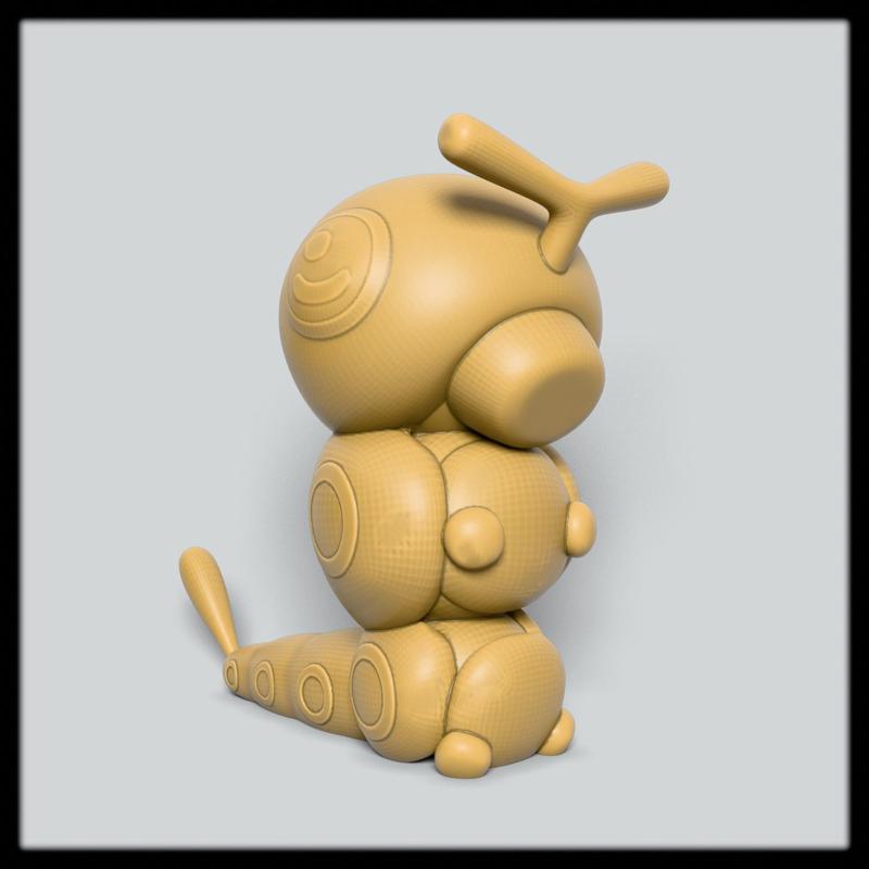 Caterpie 3D Model - Pokemon Fan Art Collectible for 3D Printing