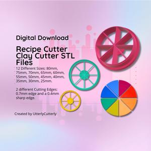 Clay Cutter STL File Recipe Cutter- Clay Tool Earring Digital File Download- 12 sizes & 2 Cutter Versions, cookie cutter