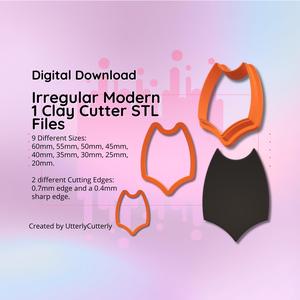 Clay Cutter STL File Irregular Modern 1- Geometric Modern Earring Digital File Download- 9 sizes & 2 Cutter Versions, cookie cutter