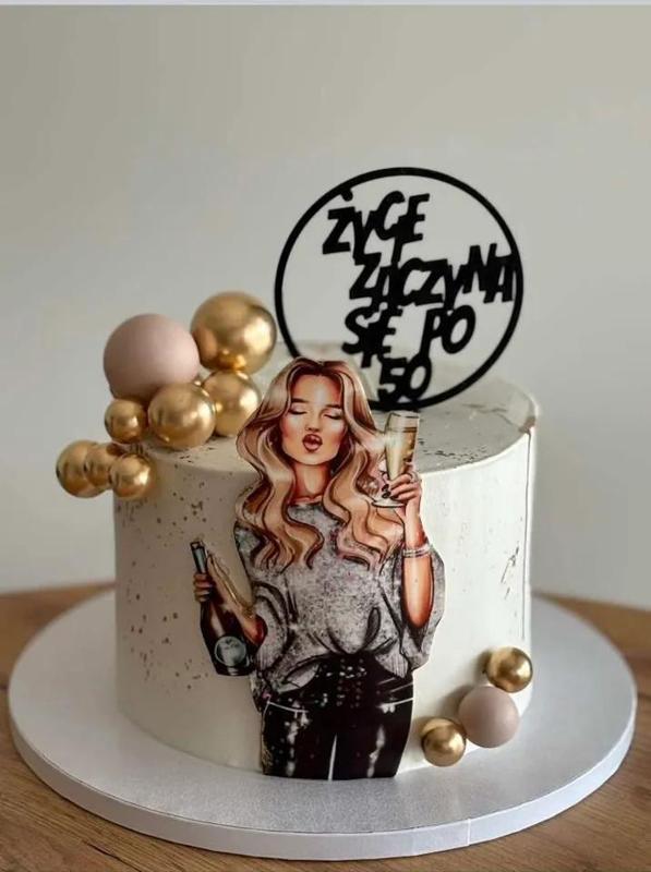 Topper do ciast Życie zaczyna się po 50   