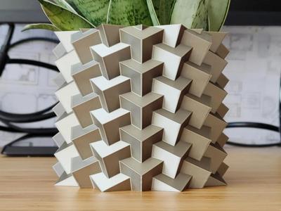 Pyrite Cube Crystal Plant pot and Planter - Vase mode design   