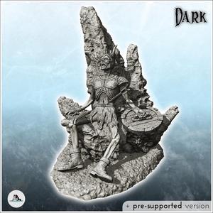 Skeleton rock of lying warrior with shield and helmet (6) - Creature Darkness War 15mm 20mm 28mm 32mm Medieval Dungeon