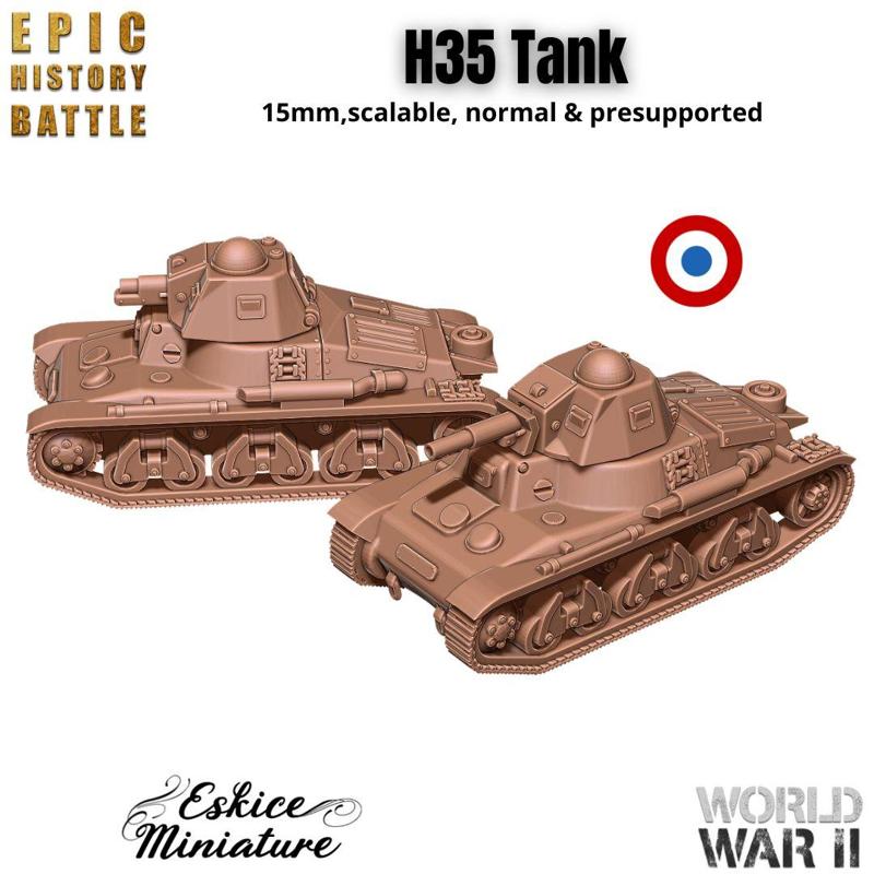H35 tank with 2 turrets - 15mm for EHB