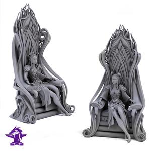 The Baroness | Seated Female Elf Noble on Throne | 2 Seperate Models Elf & Throne