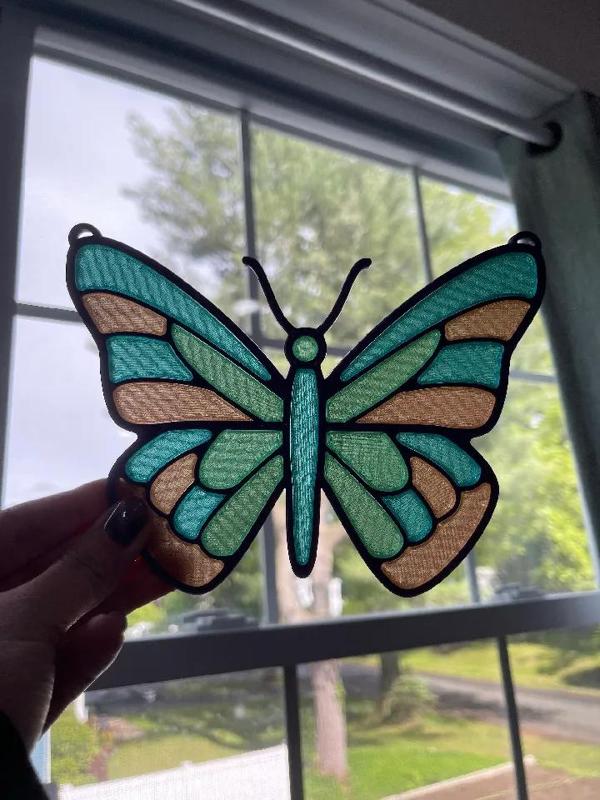Butterfly Suncatcher – Snap-Fit Stained Glass Style Window Decor   