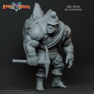 Orc Peon 2 Miniature - pre-supported