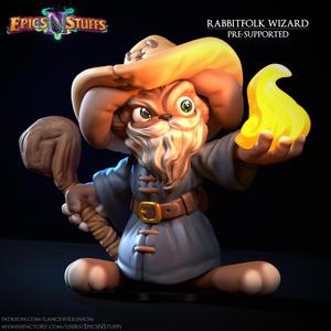 Rabbitfolk Wizard Miniature, Pre-Supported