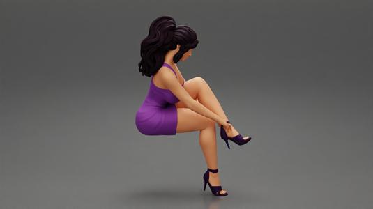 sexy girl in mini dress touch heels