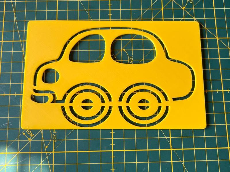 Montessori coloring page depicting a car