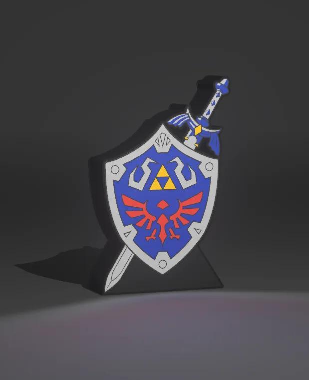 Lámpara LED Zelda: Escudo y Espada 3D para Gamers   